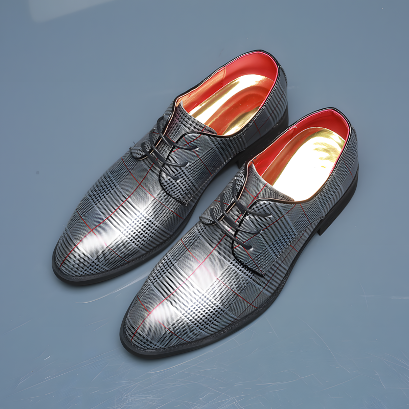 Men’s Derby Plaid Dress Shoes