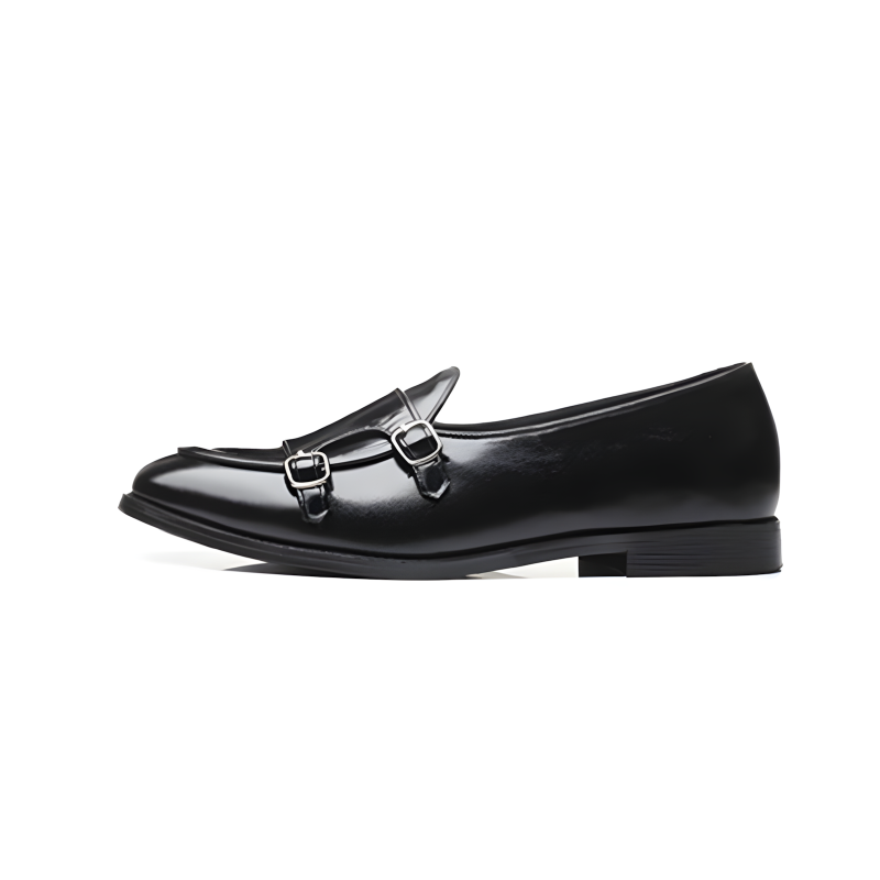 Men's Double Monk Strap Loafers with Gradient Leather Finish