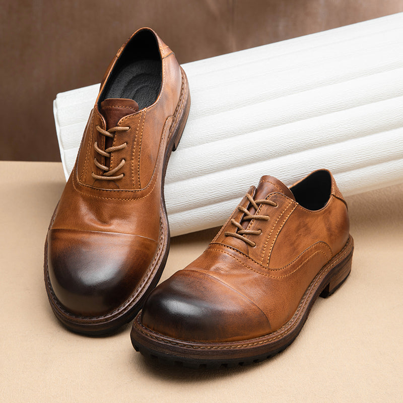 Calf Leather Oxford Shoes for Men Toe Color Gradation