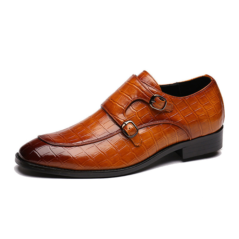 Men's Monk Strap Dress Shoes Crocodile Upper