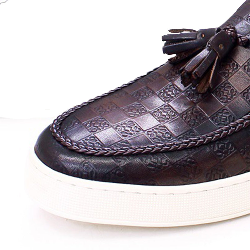 Men's Tassel Loafers Embossed with Braided Detailing