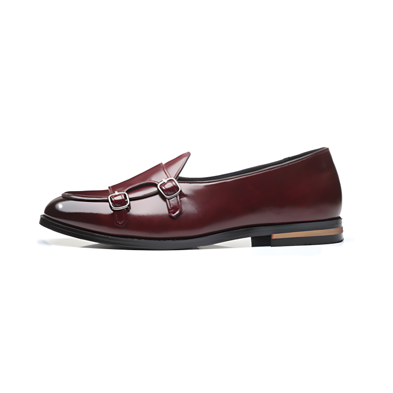 Men's Double Monk Strap Loafers with Gradient Leather Finish