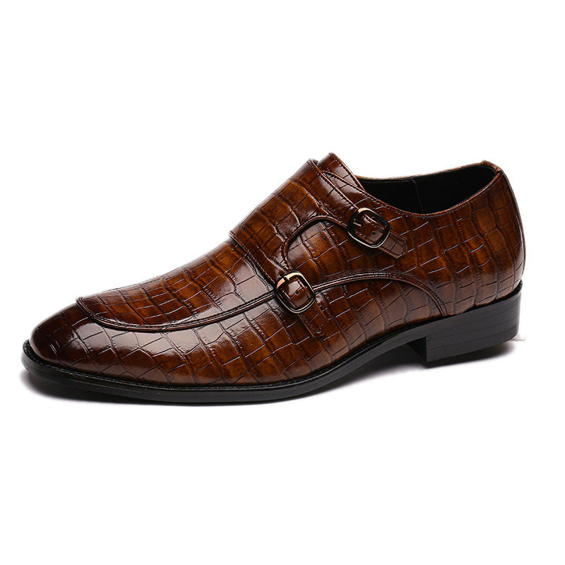 Men's Monk Strap Dress Shoes Crocodile Upper