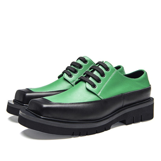 Zapatos Derby de piel de becerro para hombre, zapatos de cuero con punta grande brillante