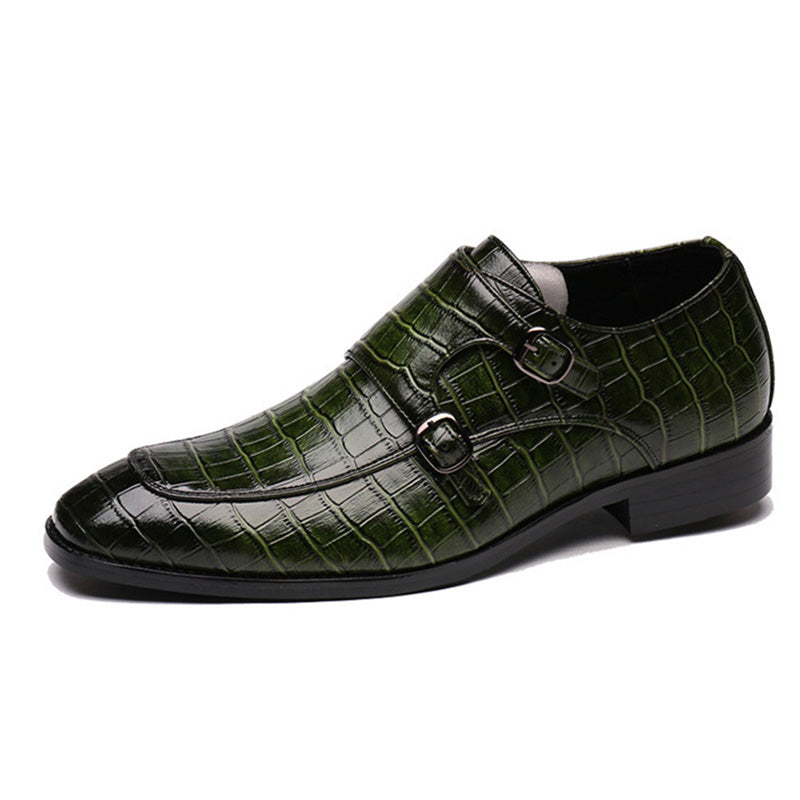 Men's Monk Strap Dress Shoes Crocodile Upper