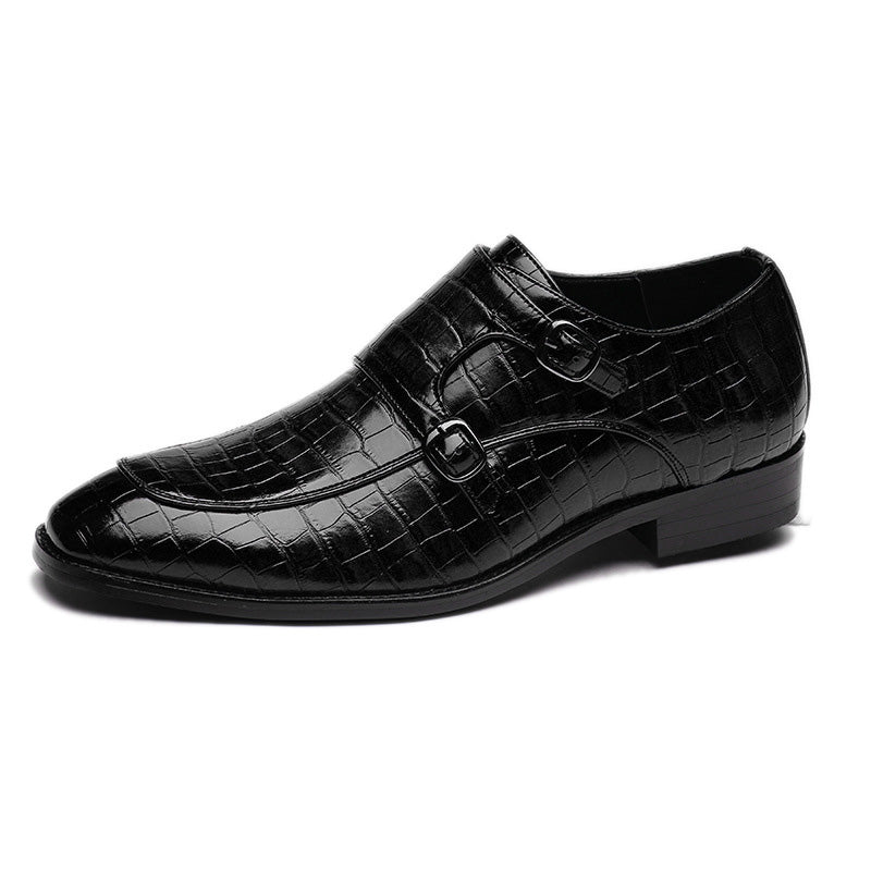 Men's Monk Strap Dress Shoes Crocodile Upper