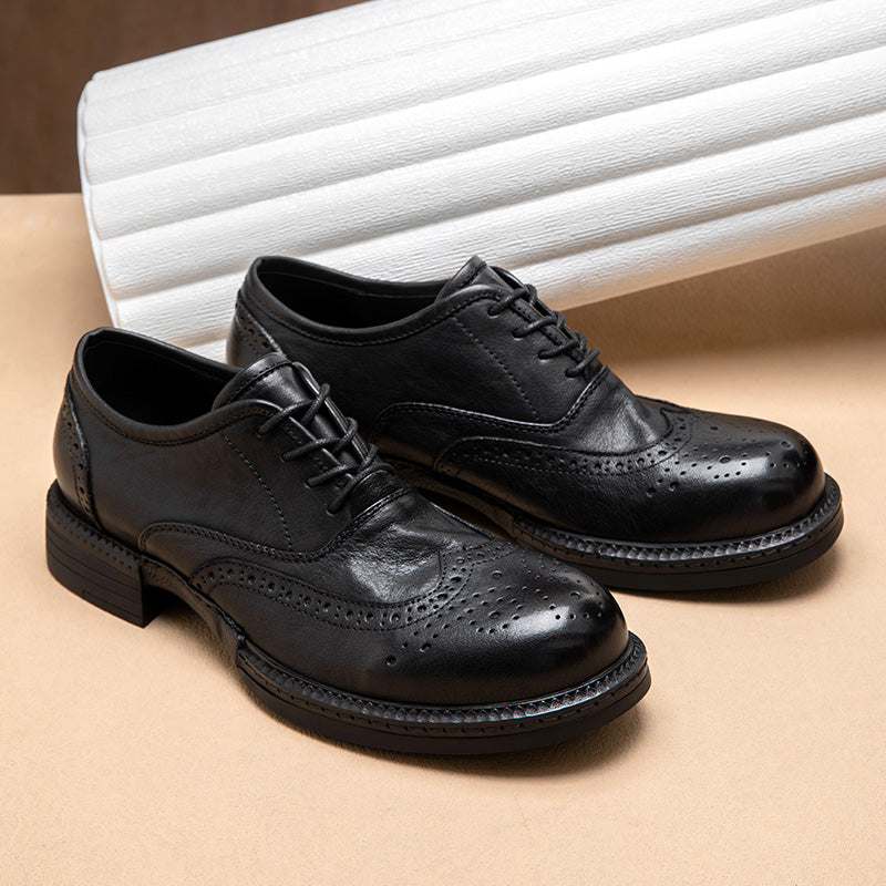 Calf Leather Oxford Shoes for Men Brogue Toe