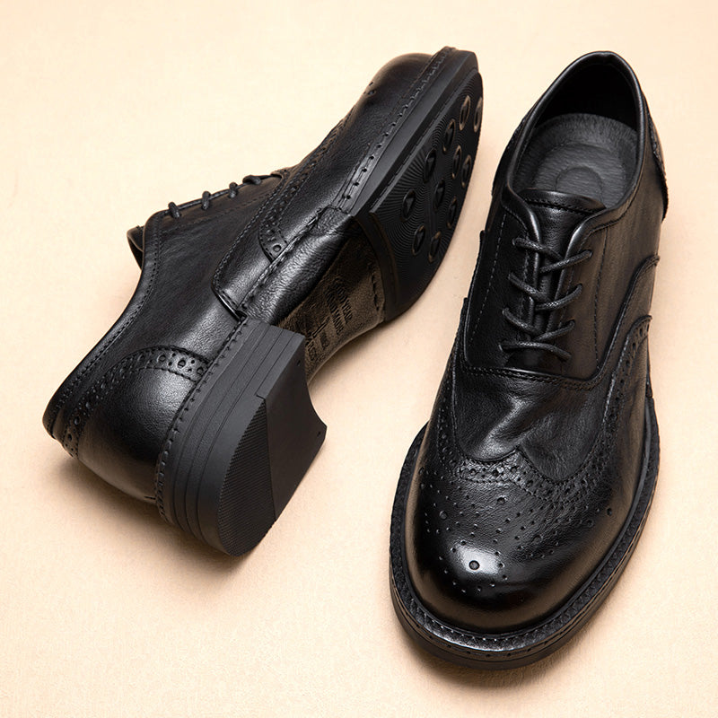 Calf Leather Oxford Shoes for Men Brogue Toe