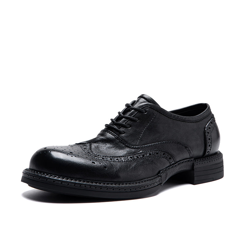 Calf Leather Oxford Shoes for Men Brogue Toe