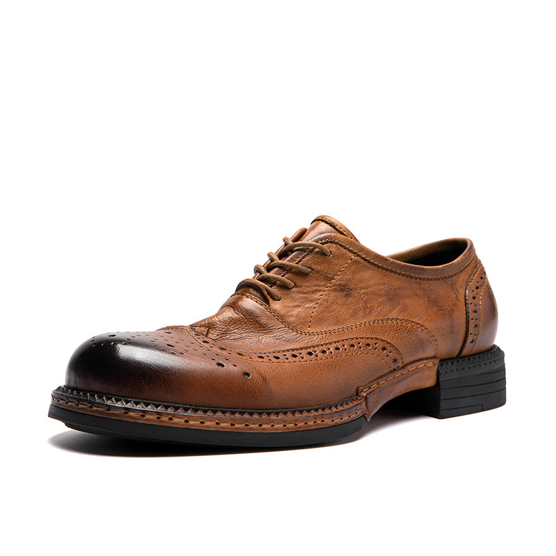 Calf Leather Oxford Shoes for Men Brogue Toe