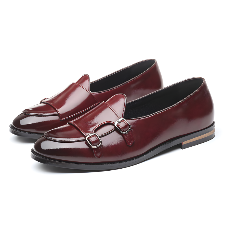 Men's Double Monk Strap Loafers with Gradient Leather Finish