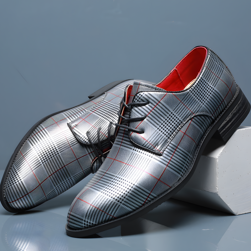 Men’s Derby Plaid Dress Shoes