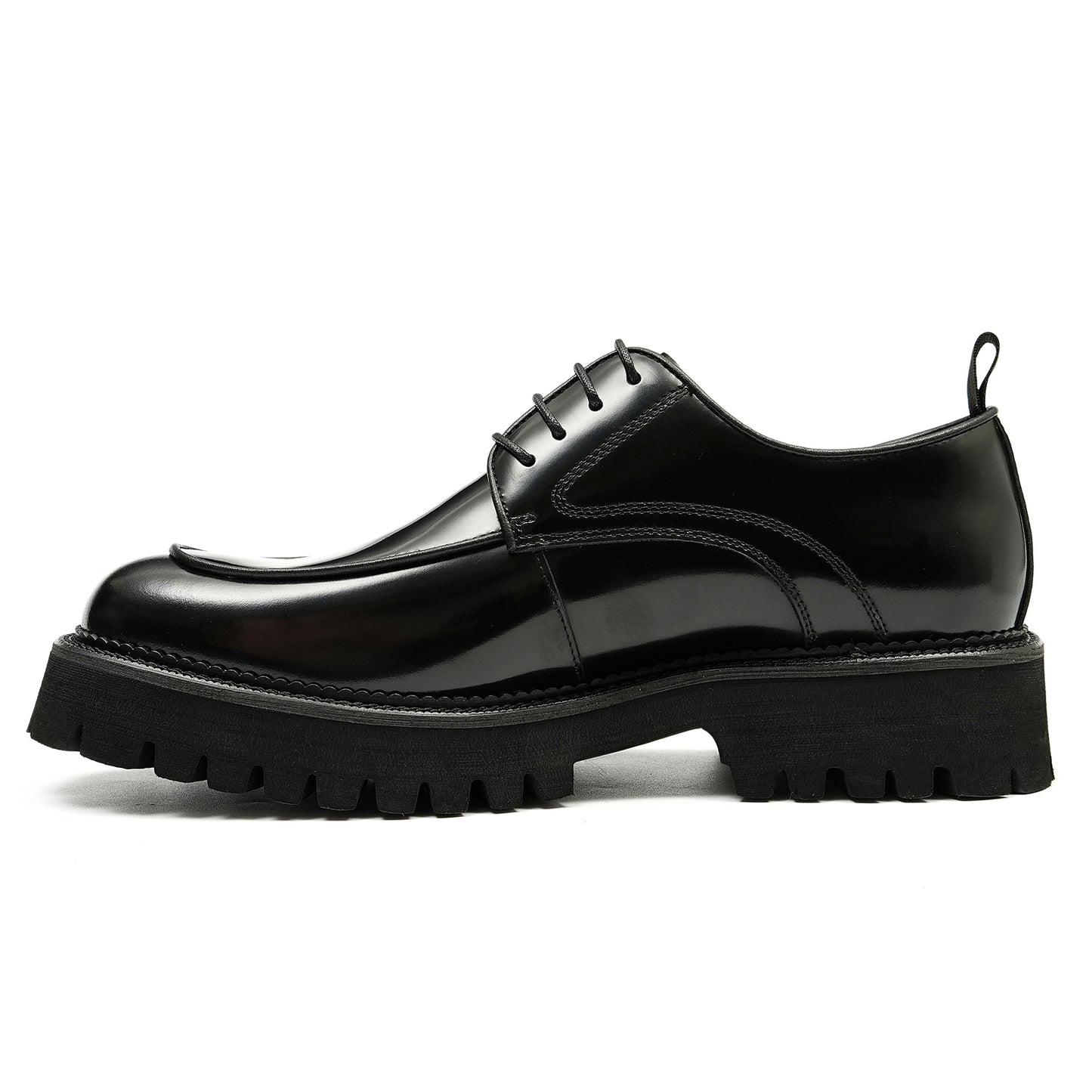 Men’s Glossy Leather Chunky Sole Derby Shoes