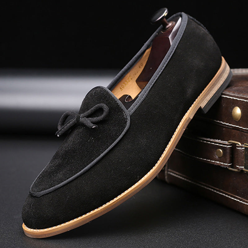 Men's Suede Bow Loafers Casual Elegance in Every Step