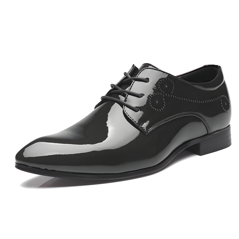 Classic Men's Derby Shoes Black Patent Leather Sleek and Timeless