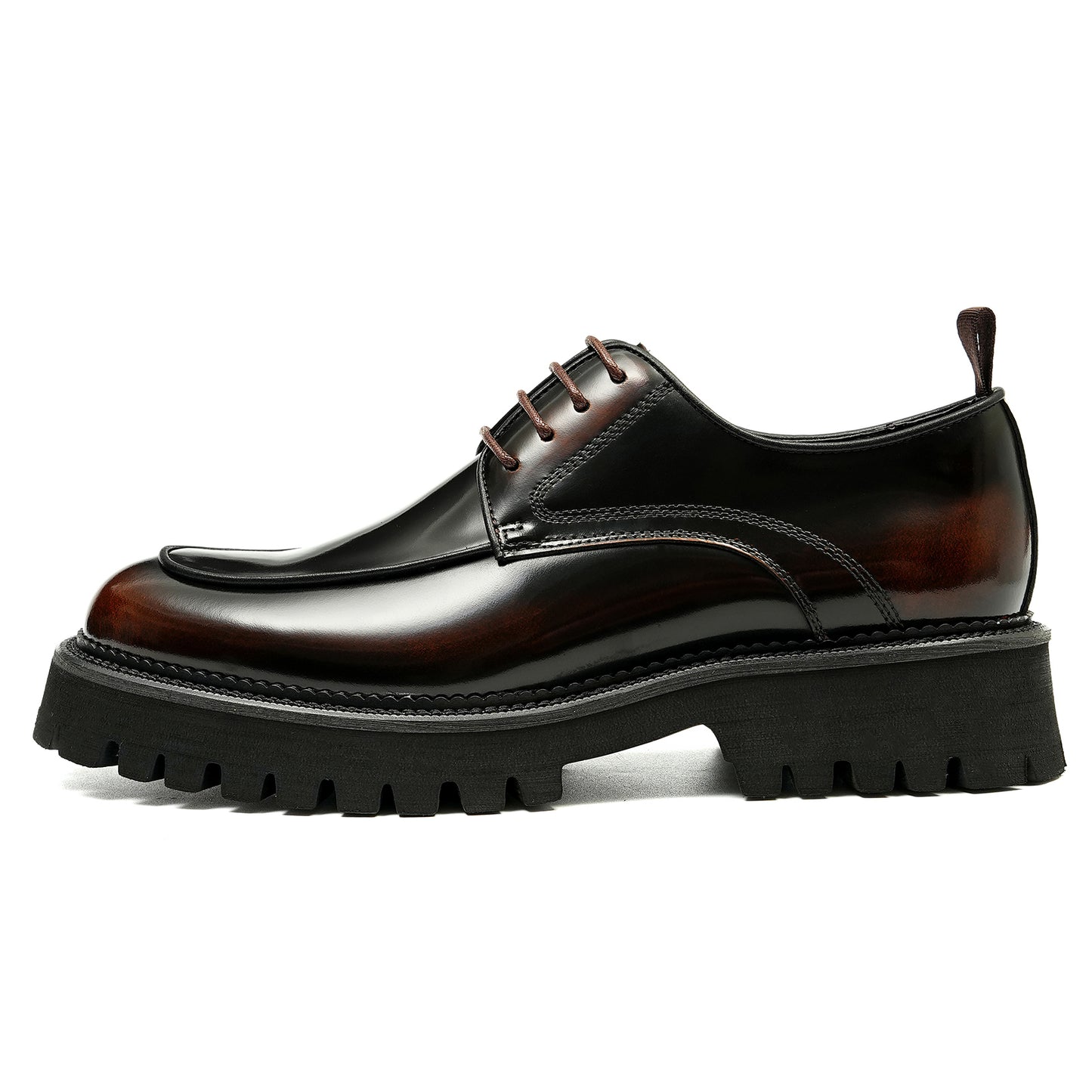 Men’s Glossy Leather Chunky Sole Derby Shoes