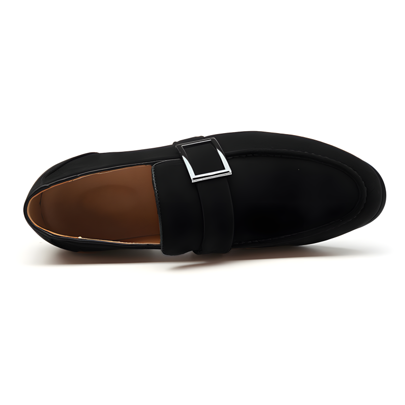 Classic Men's Suede Loafers with Metal Buckle