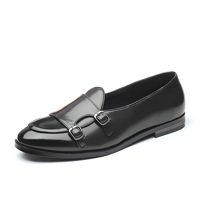 Men's Double Monk Strap Loafers with Gradient Leather Finish