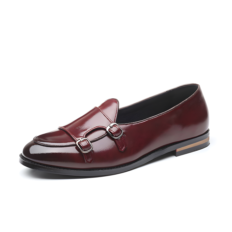 Men's Double Monk Strap Loafers with Gradient Leather Finish