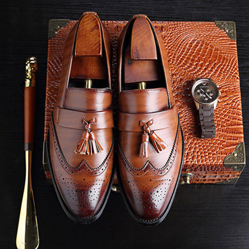 Men Loafer with Tassels Brogue Upper