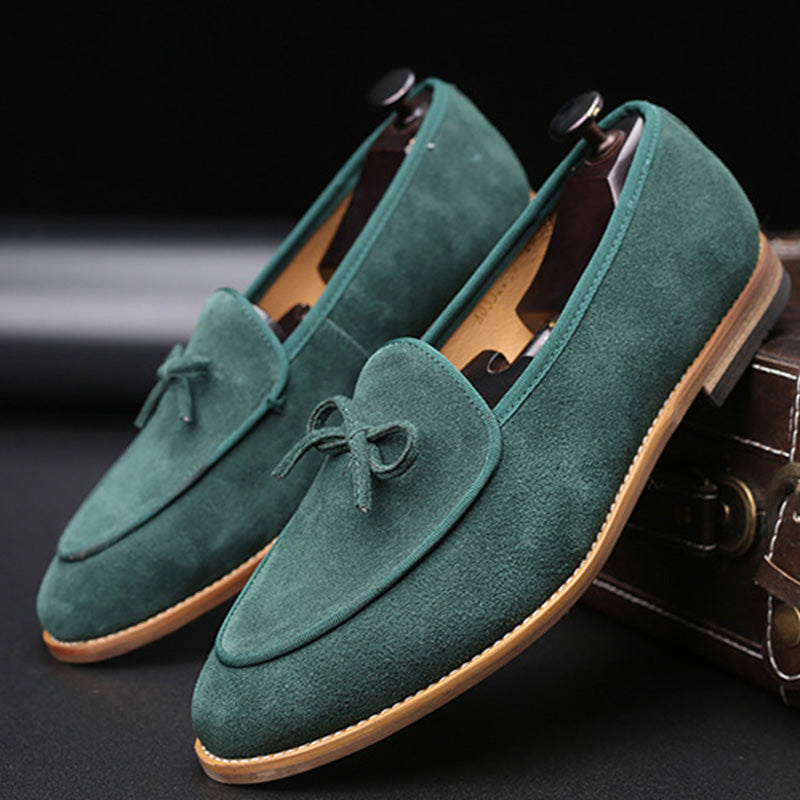 Men's Suede Bow Loafers Casual Elegance in Every Step