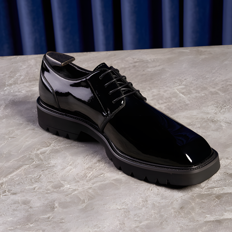 Men's Patent Leather Derby Shoes Sleek & Stylish Formal Footwear