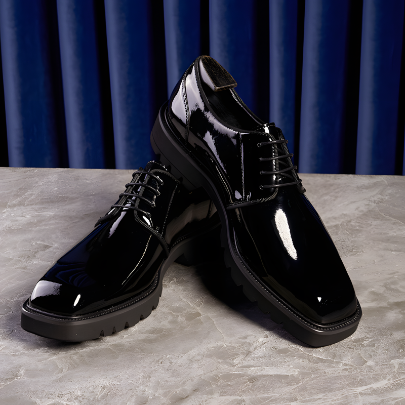 Men's Patent Leather Derby Shoes Sleek & Stylish Formal Footwear