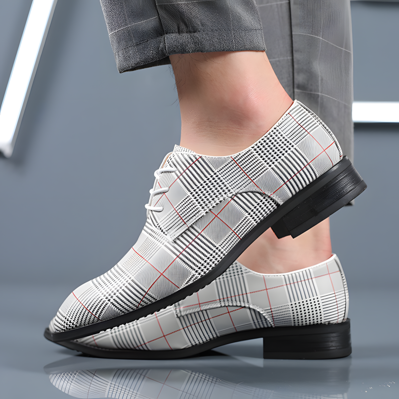 Men’s Derby Plaid Dress Shoes