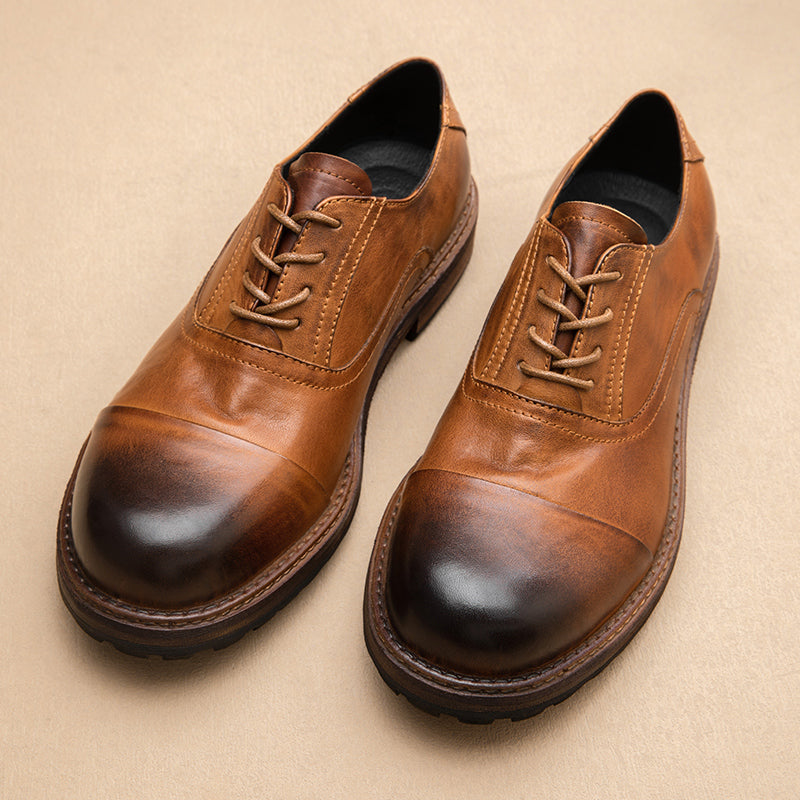 Calf Leather Oxford Shoes for Men Toe Color Gradation