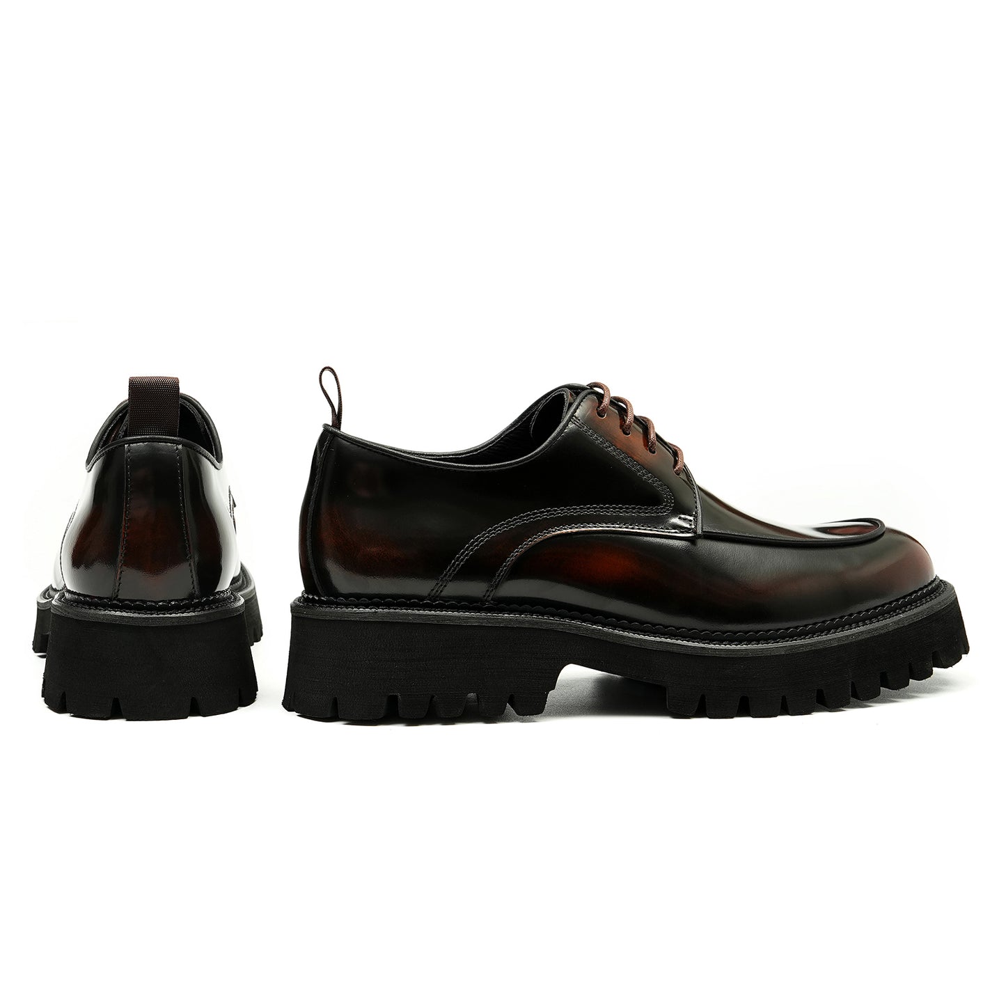 Men’s Glossy Leather Chunky Sole Derby Shoes