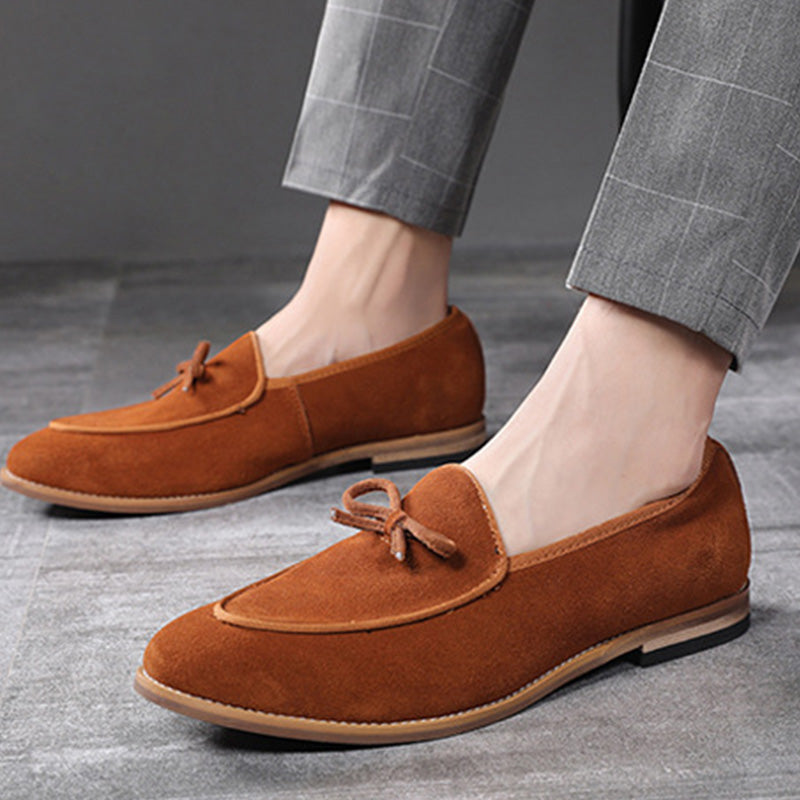 Men's Suede Bow Loafers Casual Elegance in Every Step