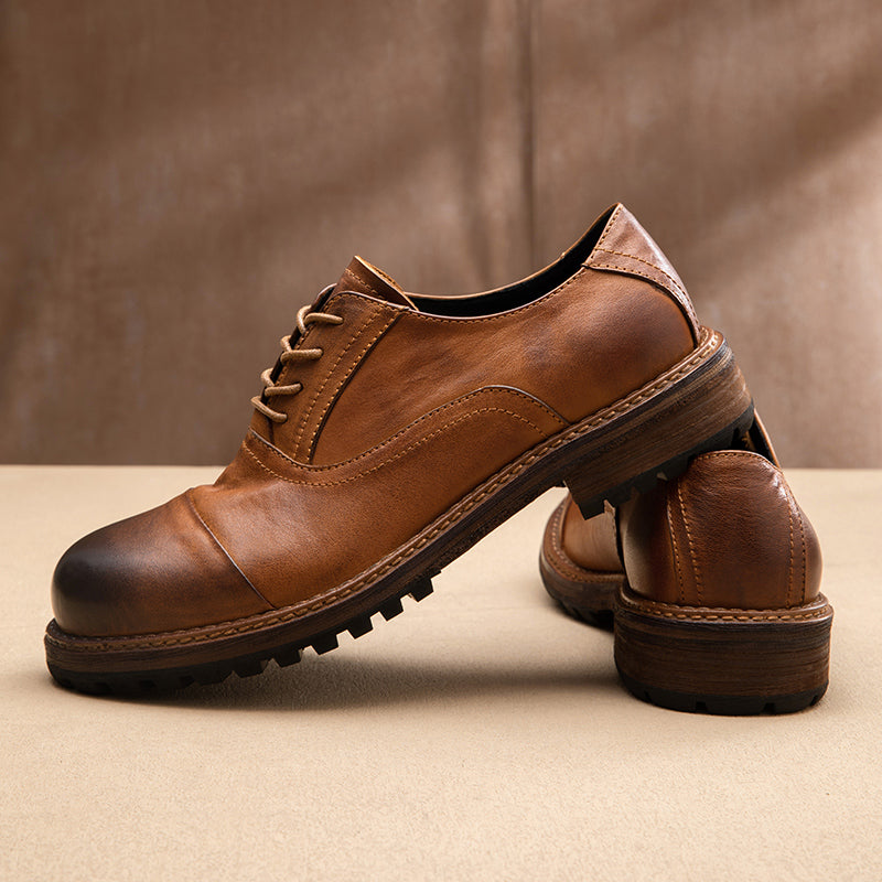 Calf Leather Oxford Shoes for Men Toe Color Gradation