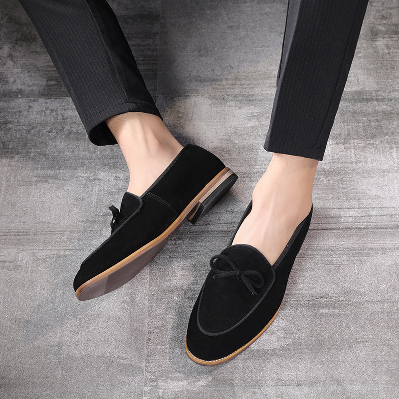 Men's Suede Bow Loafers Casual Elegance in Every Step