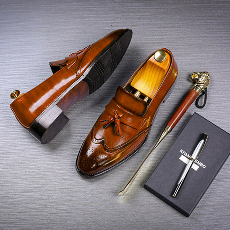 Men Loafer with Tassels Brogue Upper