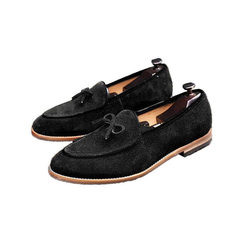 Men's Suede Bow Loafers Casual Elegance in Every Step