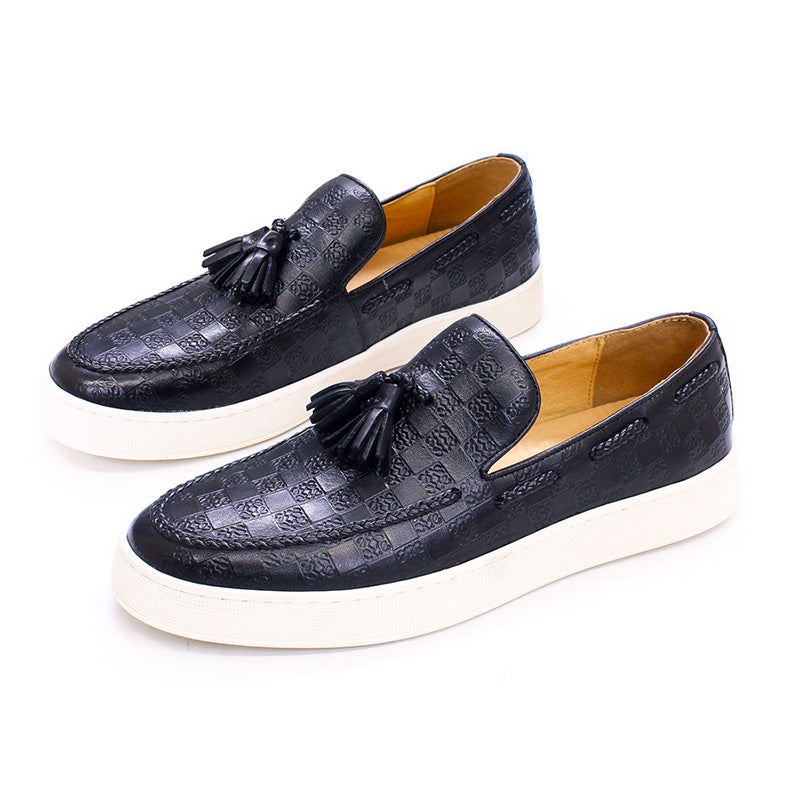 Men's Tassel Loafers Embossed with Braided Detailing