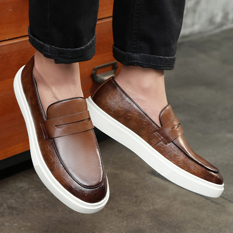 Men's Penny Loafers with Leather Upper and Lightweight Sole – Classic Style for Everyday Comfort