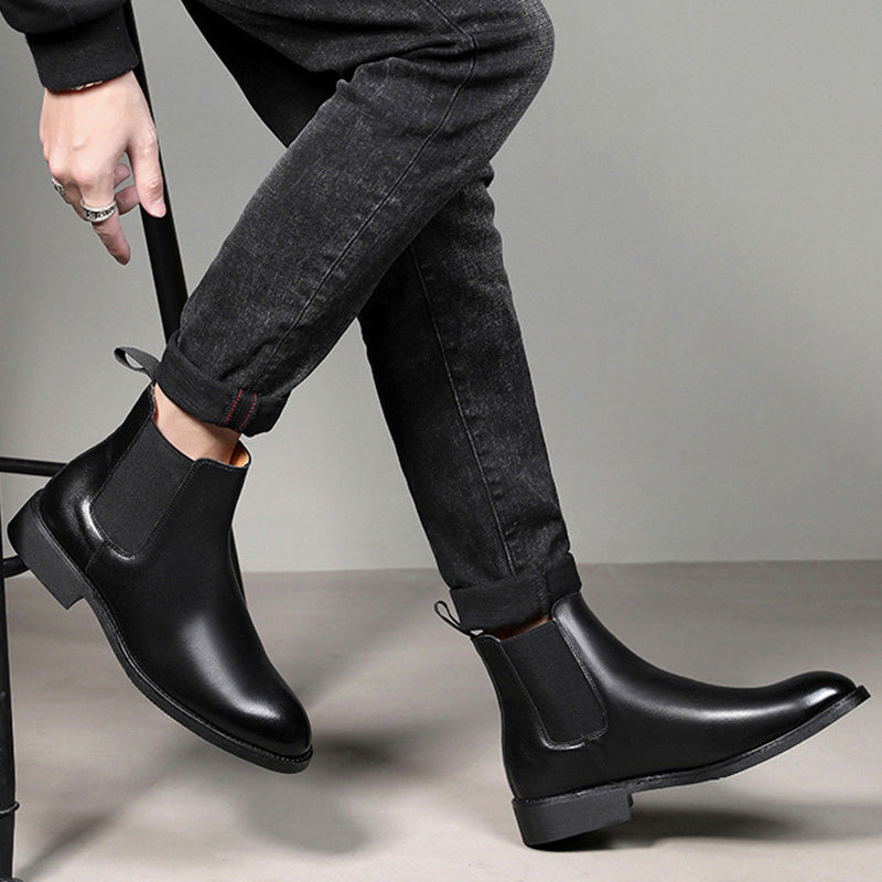 Men's Classic Black Chelsea Boots with Polished Finish