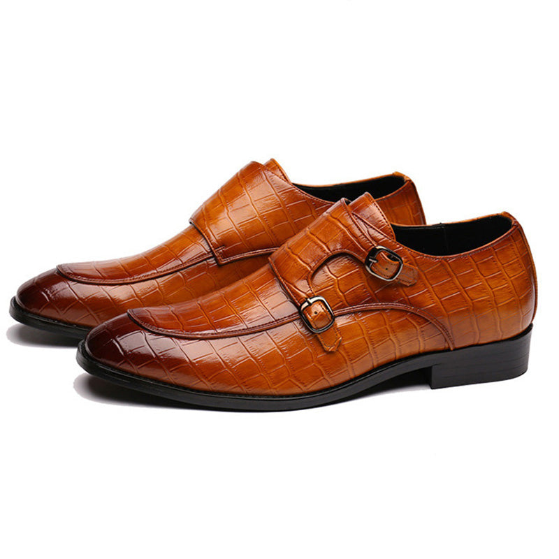 Men's Monk Strap Dress Shoes Crocodile Upper