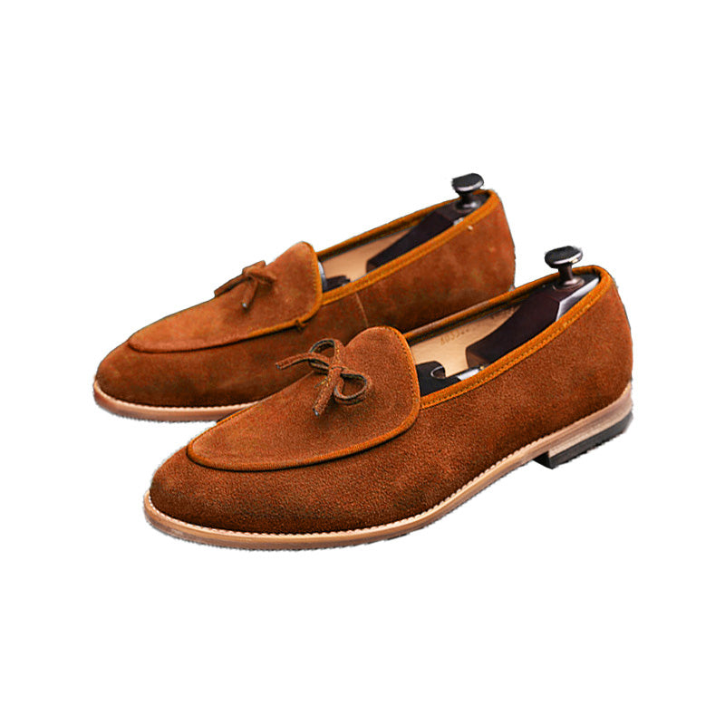 Men's Suede Bow Loafers Casual Elegance in Every Step