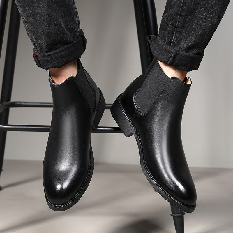 Men's Classic Black Chelsea Boots with Polished Finish