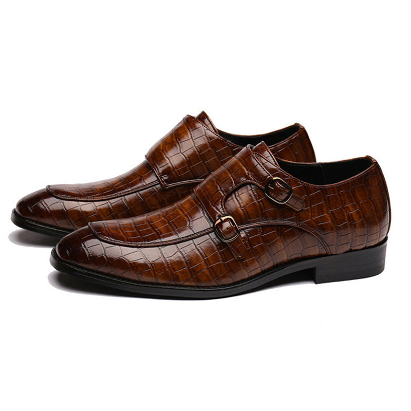 Men's Monk Strap Dress Shoes Crocodile Upper