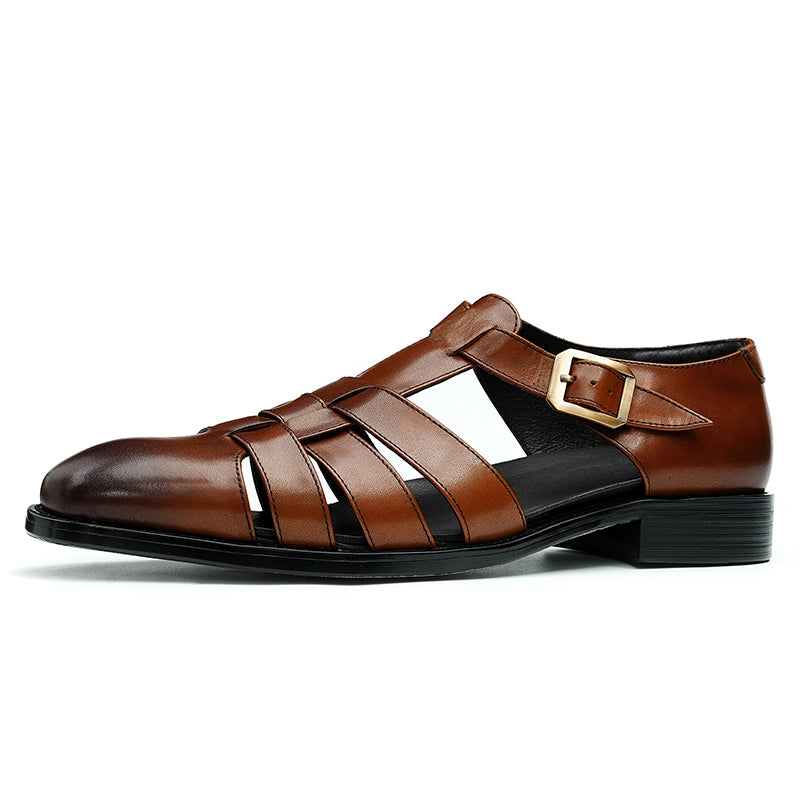 Sandalias de piel de becerro para hombre Zapatos de piel para hombre Estilo británico