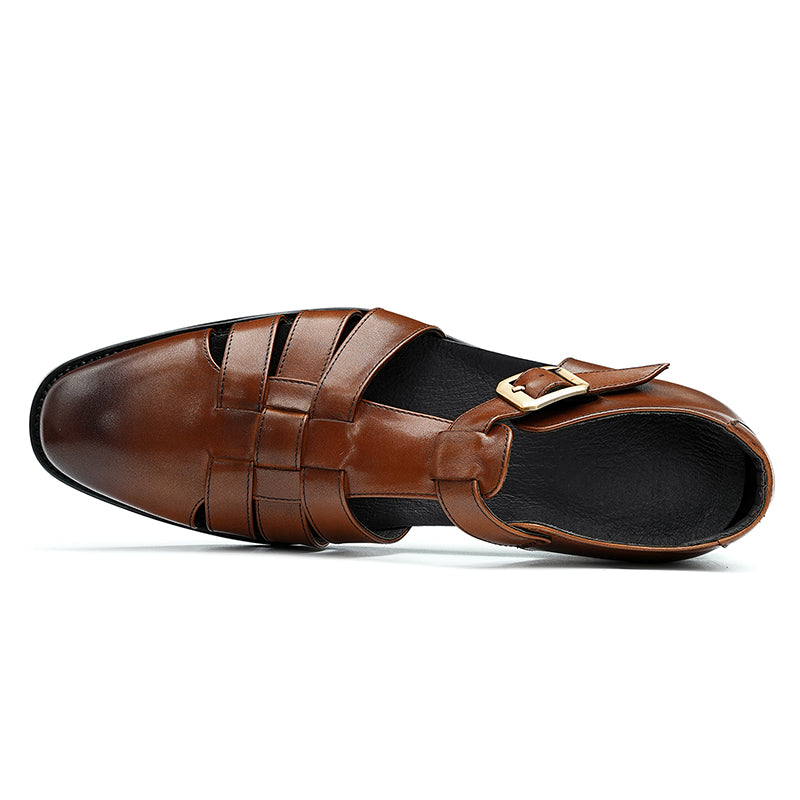 Sandalias de piel de becerro para hombre Zapatos de piel para hombre Estilo británico