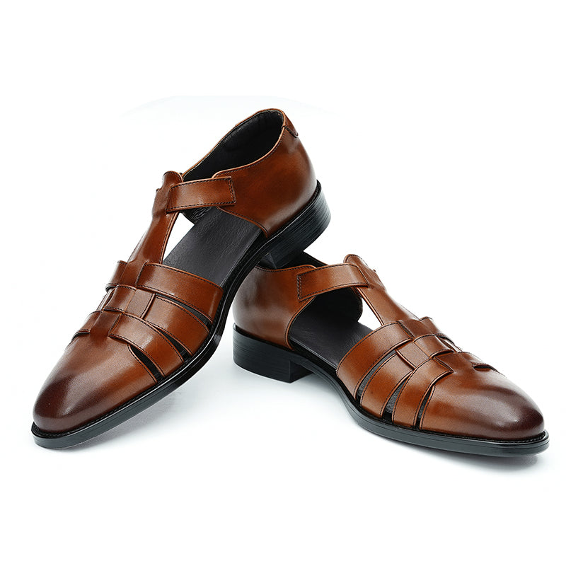 Sandalias de piel de becerro para hombre Zapatos de piel para hombre Estilo británico