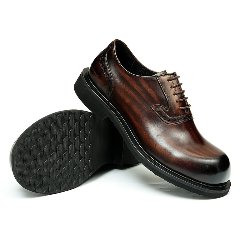 Zapatos Derby de piel de becerro para hombre, zapatos de cuero con punta grande brillante