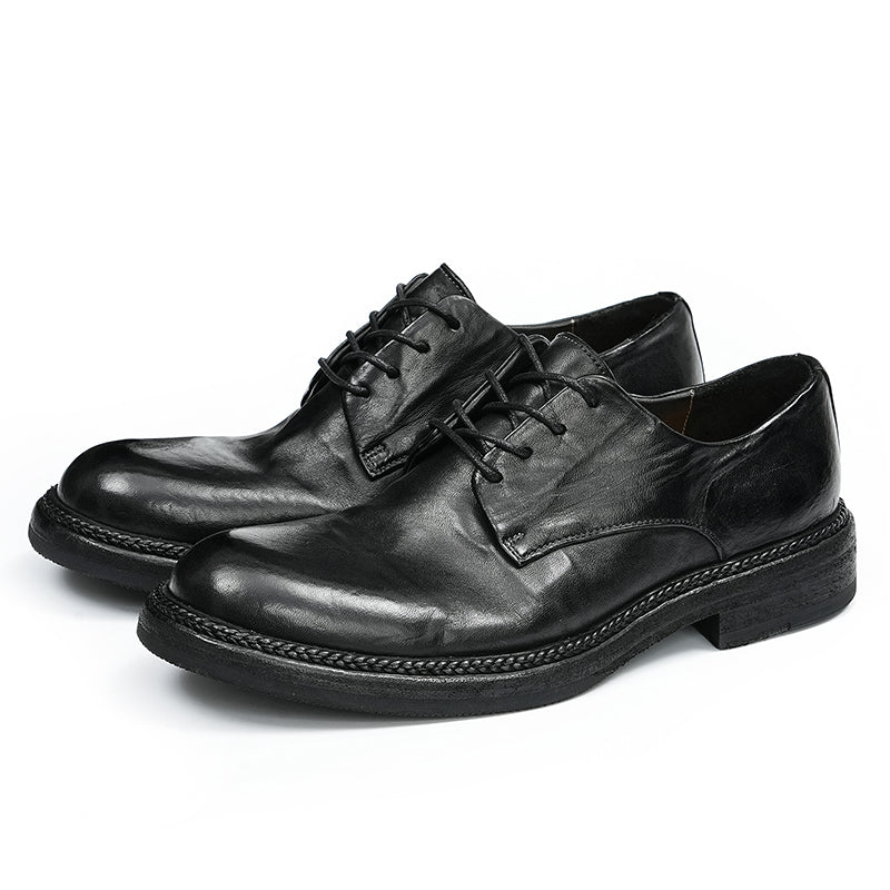 Zapatos Derby clásicos hechos a mano para hombre: piel de caballo auténtica, Goodyear Welted, proceso de lavado estilo retro