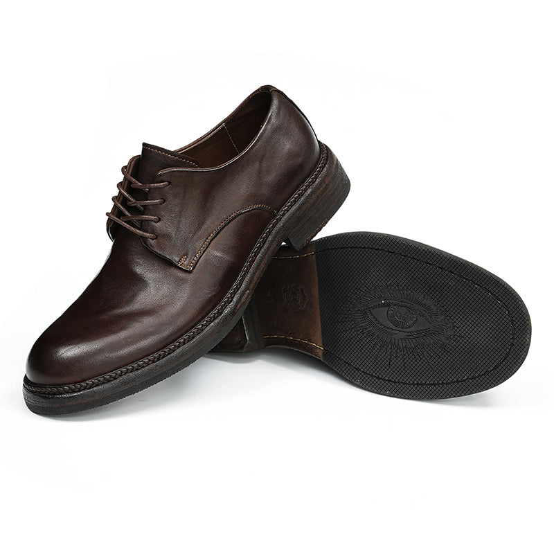 Zapatos Derby clásicos hechos a mano para hombre: piel de caballo auténtica, Goodyear Welted, proceso de lavado estilo retro