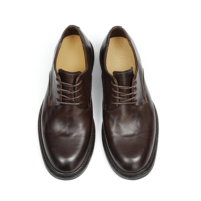 Zapatos Derby clásicos hechos a mano para hombre: piel de caballo auténtica, Goodyear Welted, proceso de lavado estilo retro