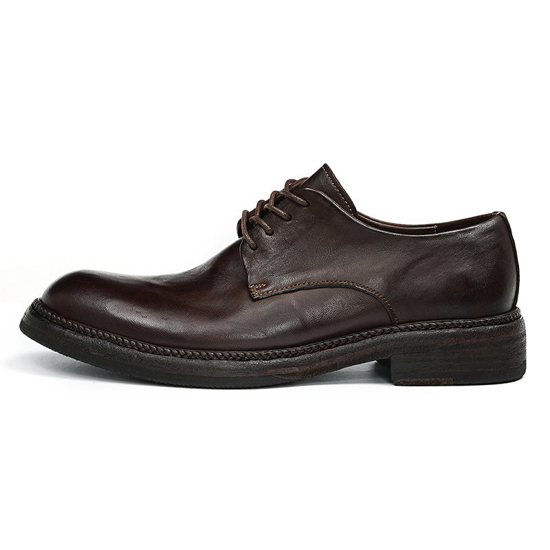 Zapatos Derby clásicos hechos a mano para hombre: piel de caballo auténtica, Goodyear Welted, proceso de lavado estilo retro